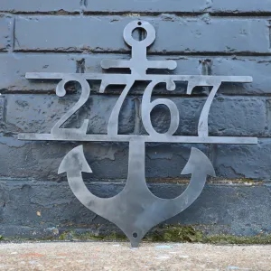 Nautical Address Sign - Metal Anchor - Porch Sign - Home Decor - Beach House Wall Art - House Number Signs