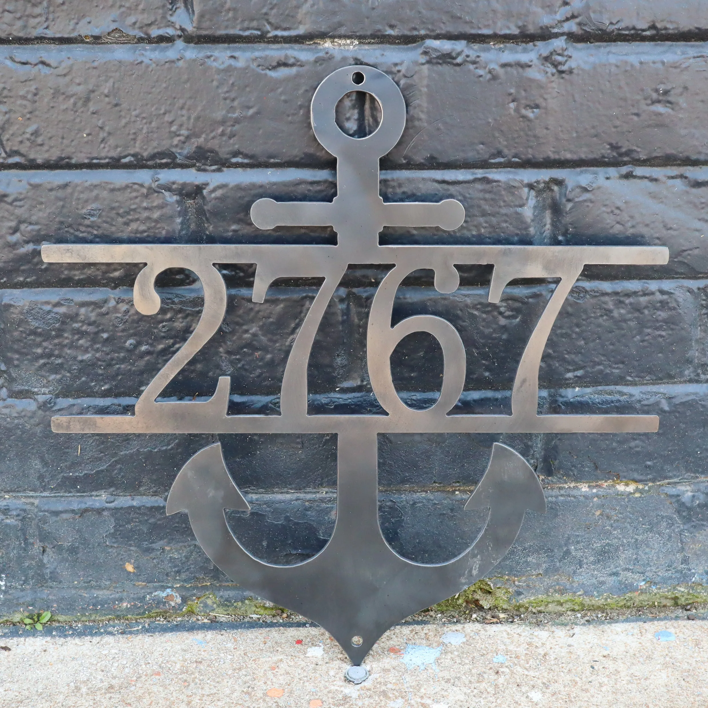 Nautical Address Sign - Metal Anchor - Porch Sign - Home Decor - Beach House Wall Art - House Number Signs