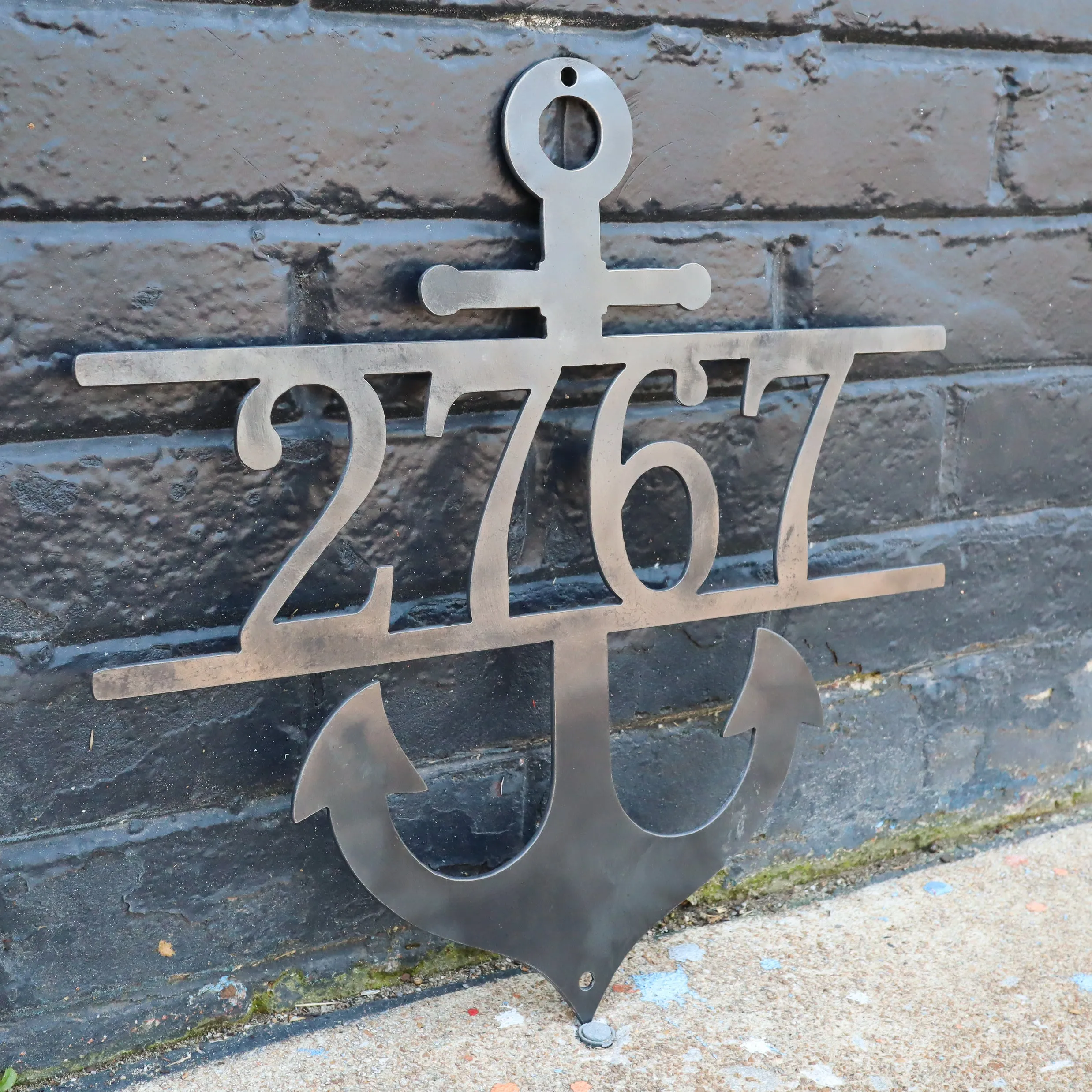 Nautical Address Sign - Metal Anchor - Porch Sign - Home Decor - Beach House Wall Art - House Number Signs