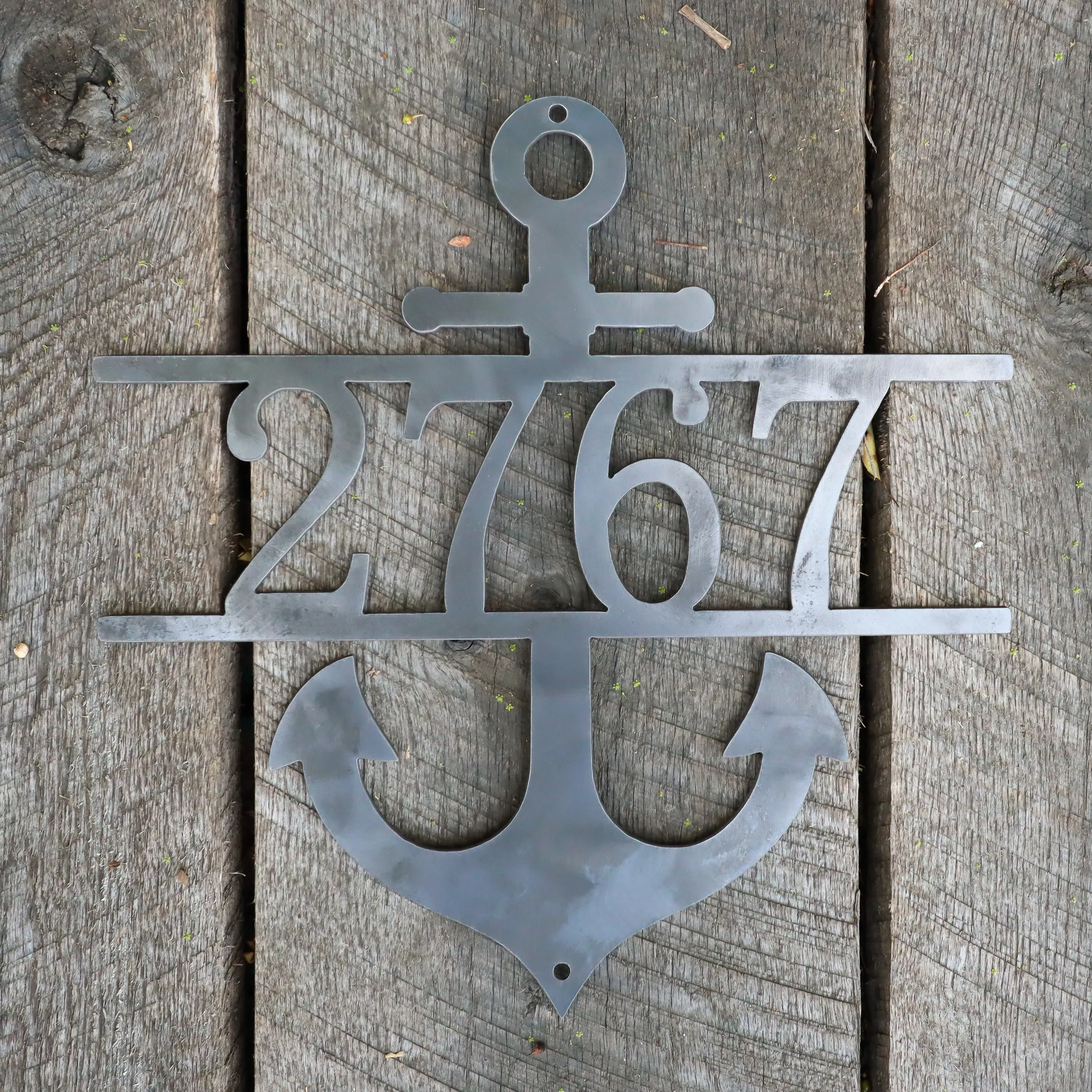 Nautical Address Sign - Metal Anchor - Porch Sign - Home Decor - Beach House Wall Art - House Number Signs