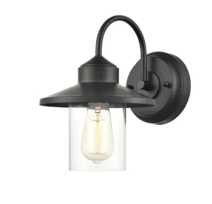 Outdoor Wall Sconce - Powder Coat Black - Clear Glass - 10in. Extension - E26 Medium Base