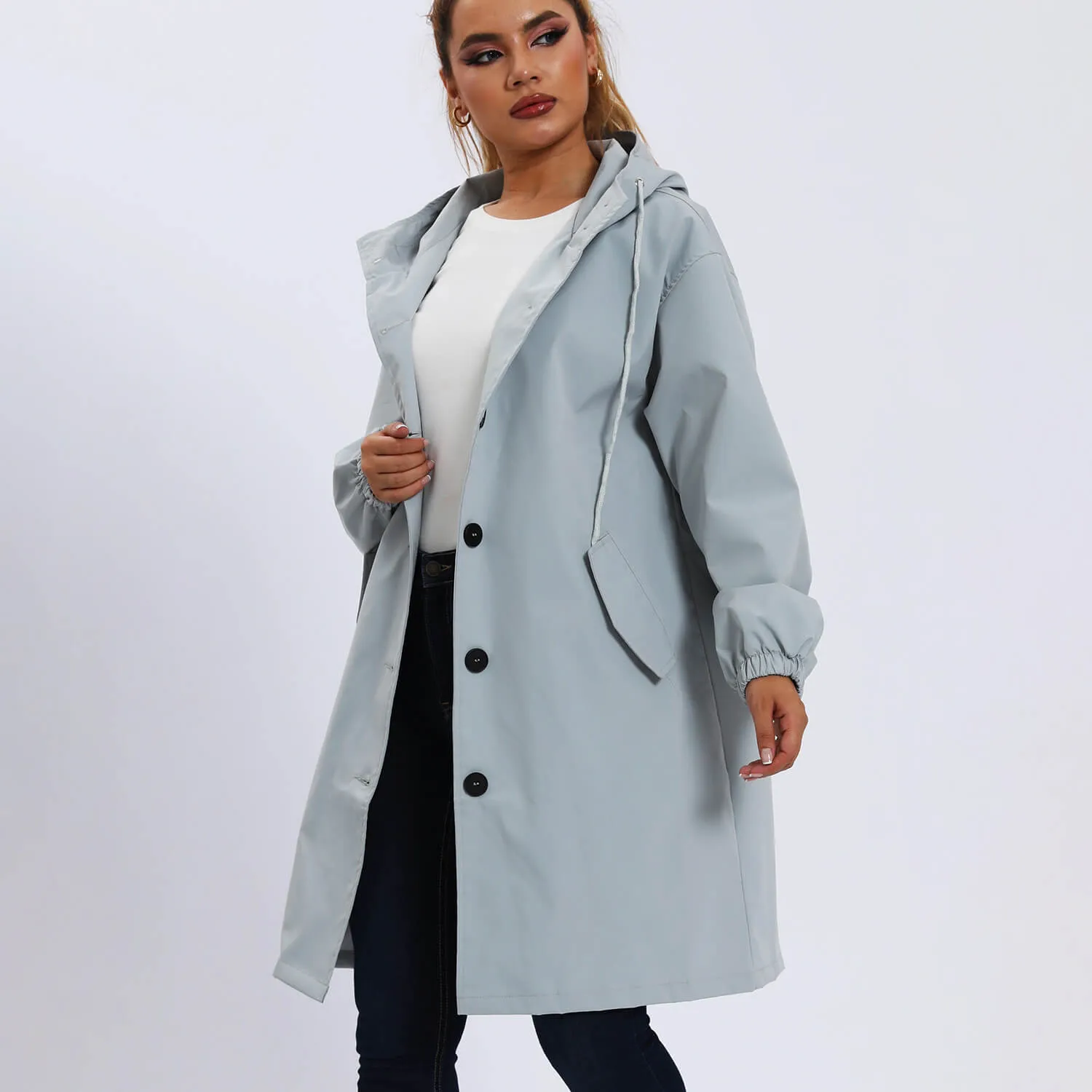 Oversized Waterproof Windbreaker Jacket with Hood