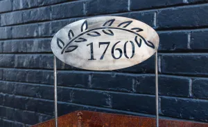 Personalized Address Stake - Custom House Number - Metal Address Sign - Round Oval Address Marker - Planter Decoration