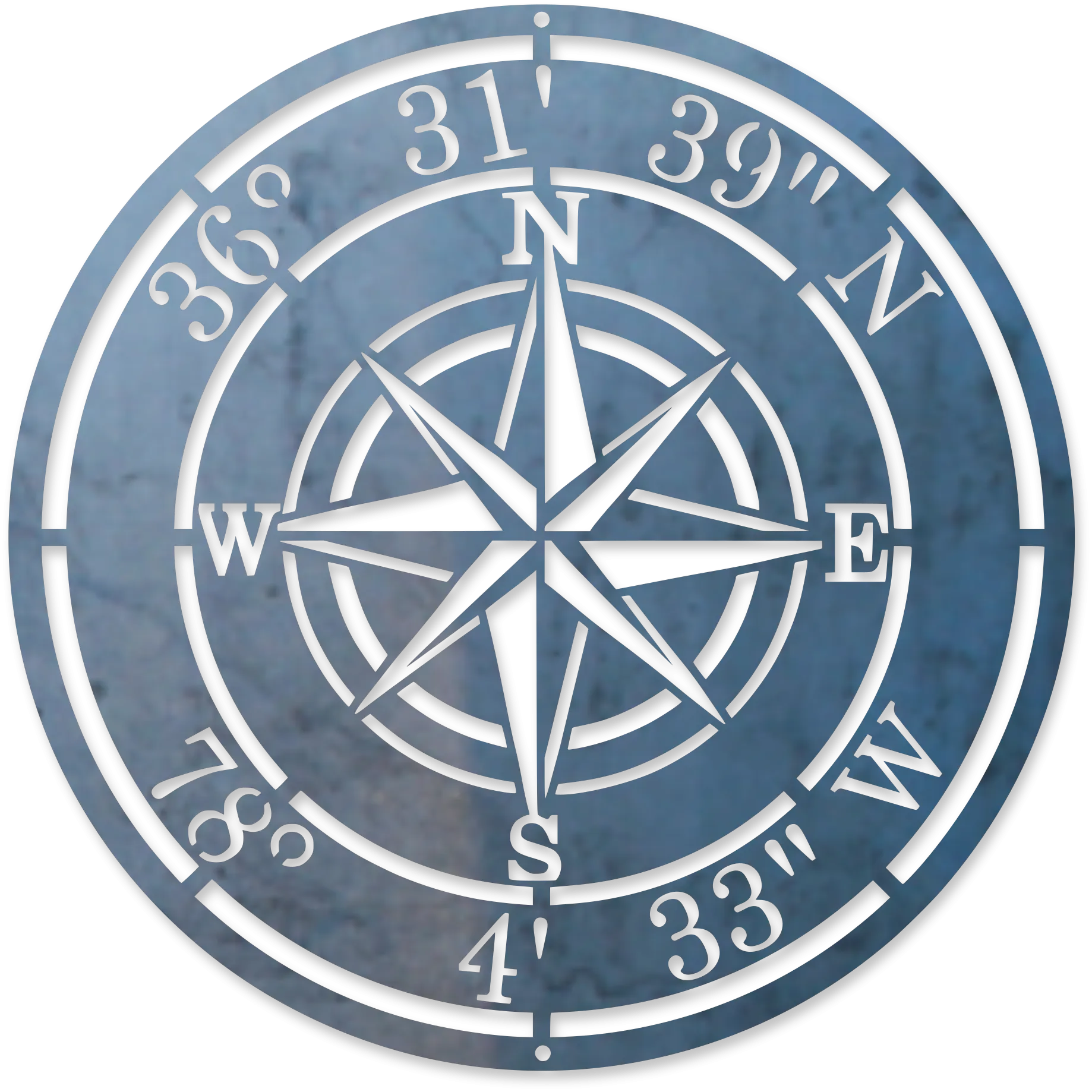 Personalized Compass Rose Metal Sign - Custom Coordinates, Nautical Address Wall Art, Rustic Interior Decor, Garage Signs