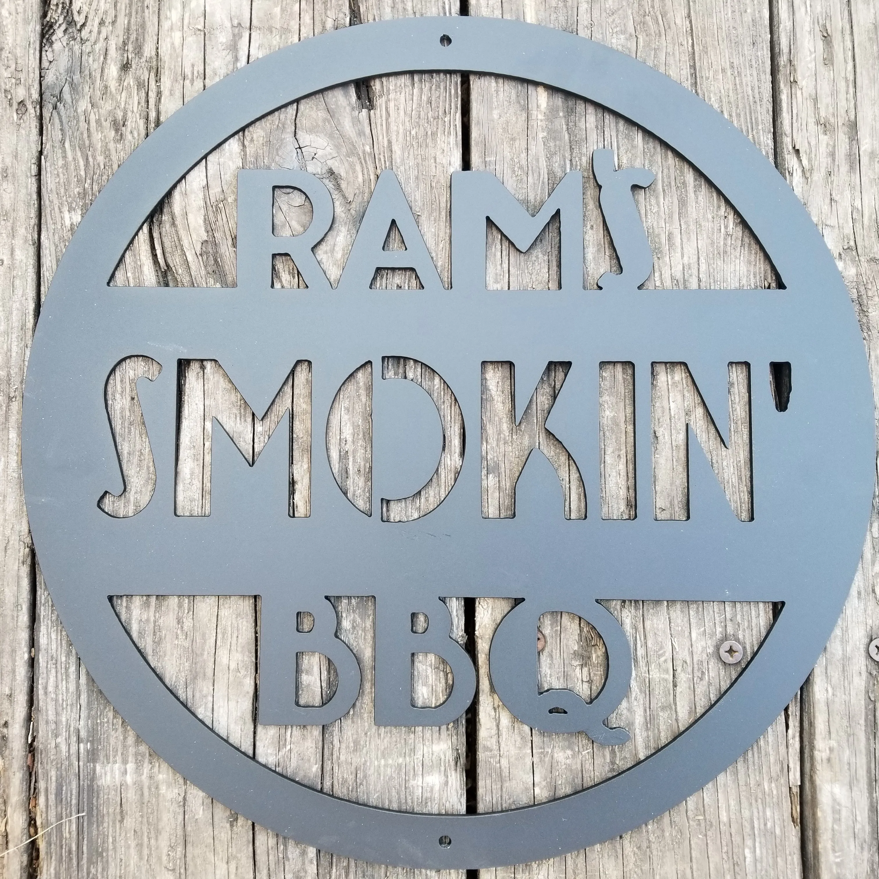 Personalized Metal BBQ Sign- Modern BBQ Round Sign, Unique Father's Day Gift, Grill & BBQ Signs, Home Bar Signs