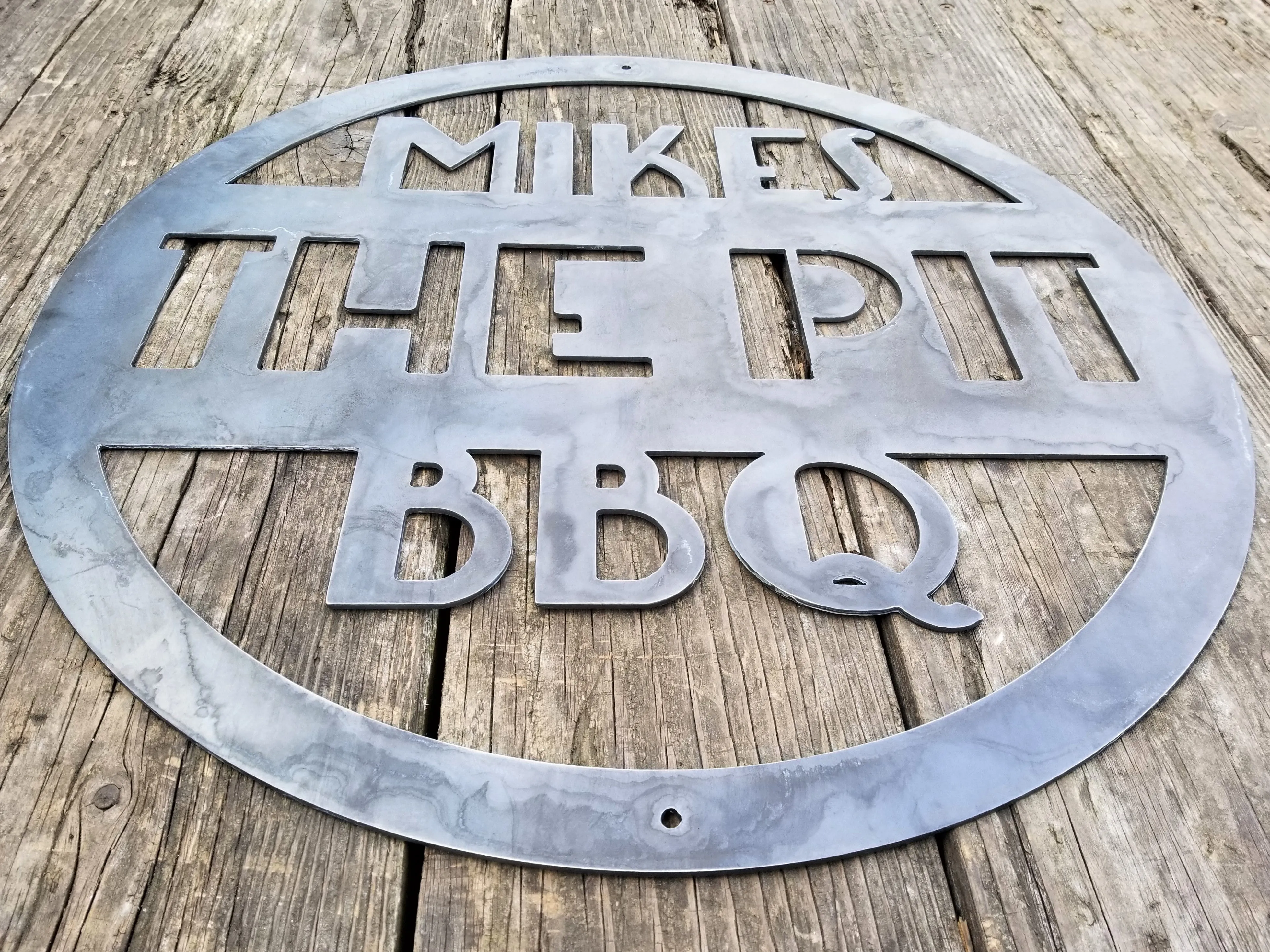 Personalized Metal BBQ Sign- Modern BBQ Round Sign, Unique Father's Day Gift, Grill & BBQ Signs, Home Bar Signs