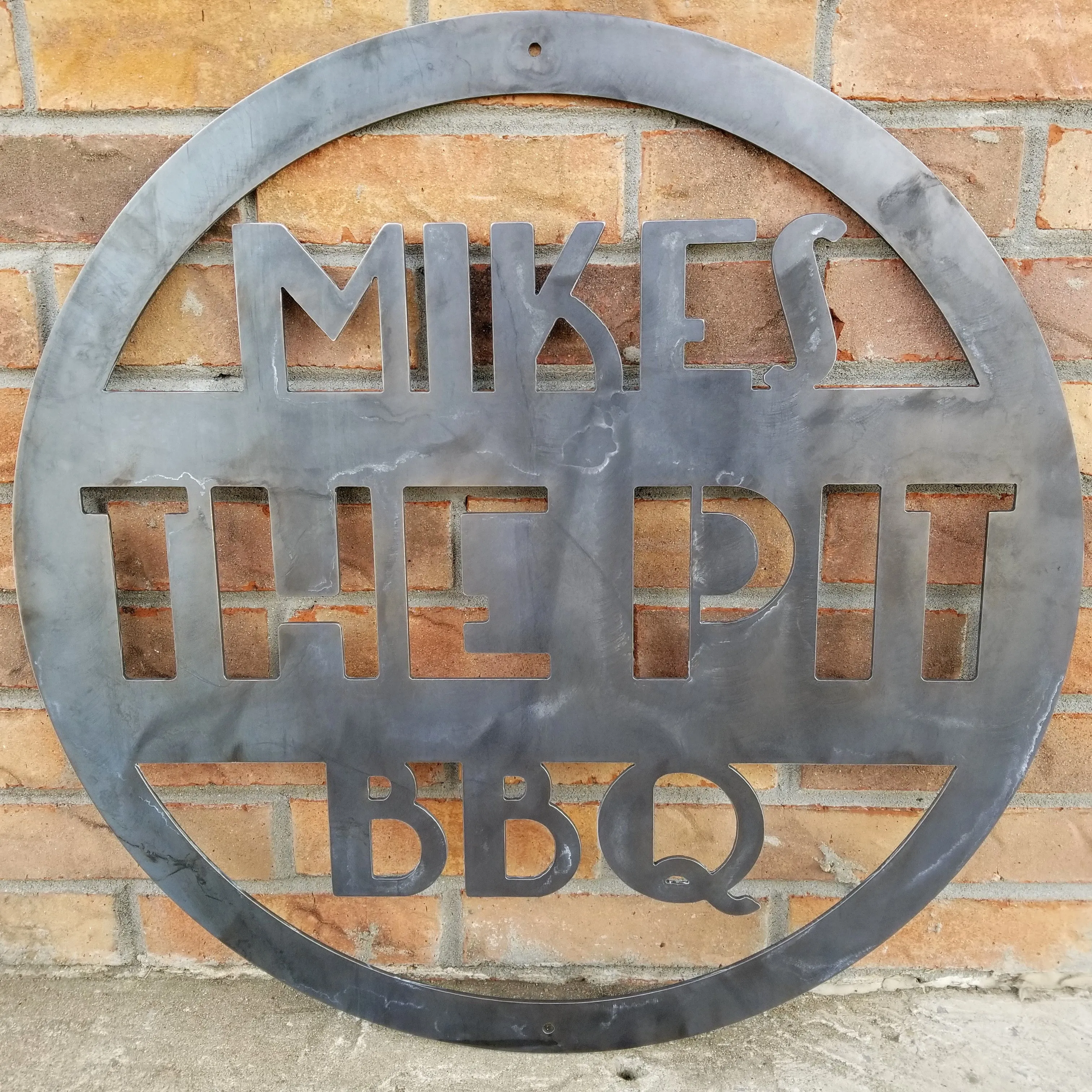 Personalized Metal BBQ Sign- Modern BBQ Round Sign, Unique Father's Day Gift, Grill & BBQ Signs, Home Bar Signs