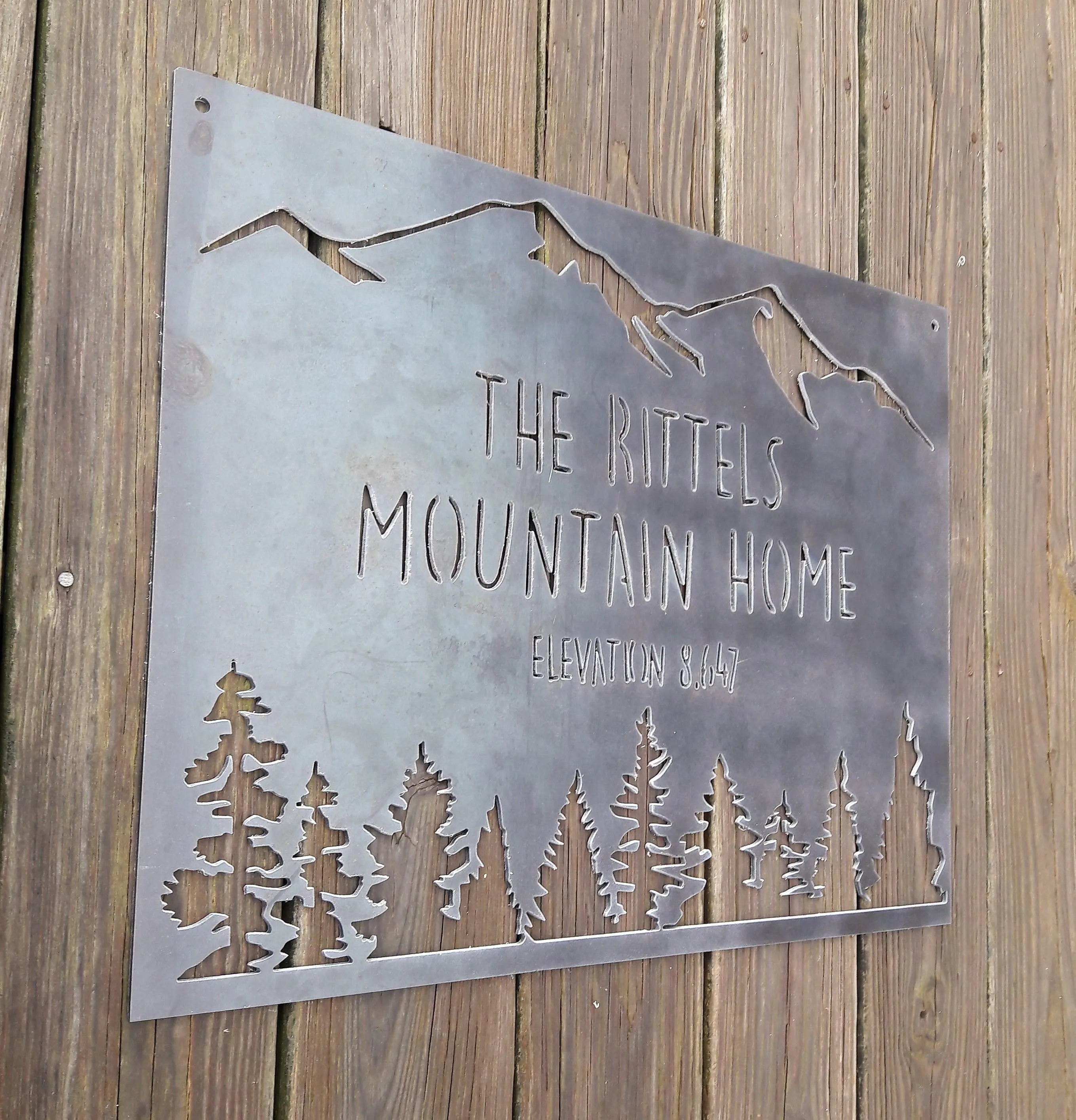 Personalized Mountain Home Metal Sign - Custom Family Name Wall Art - Personalized Elevation