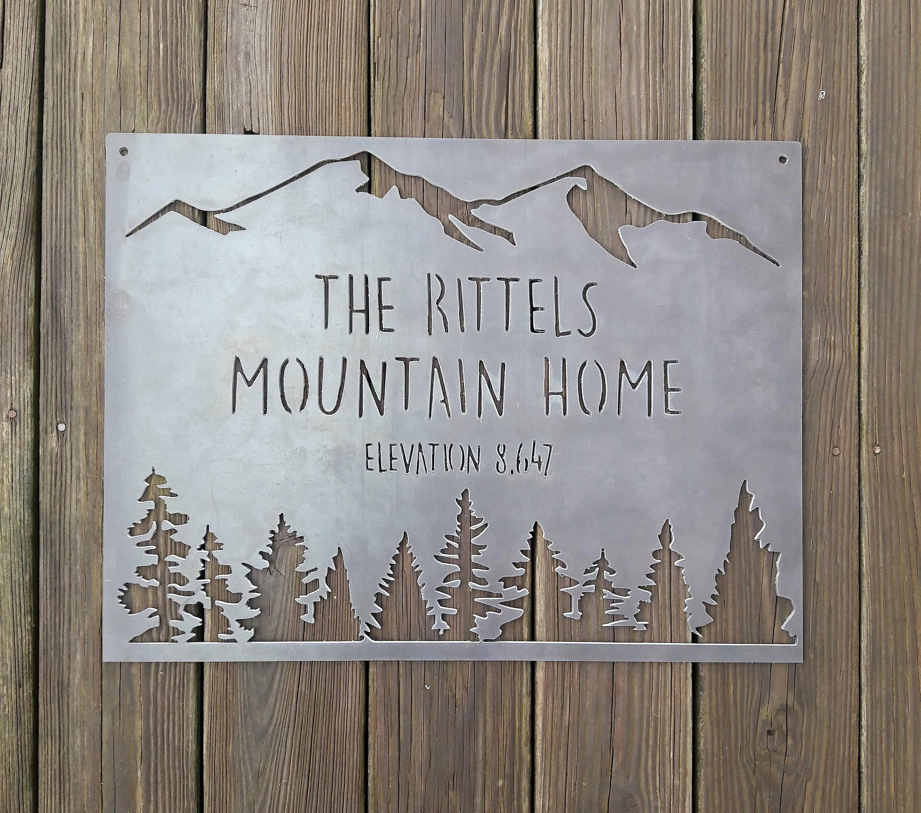 Personalized Mountain Home Metal Sign - Custom Family Name Wall Art - Personalized Elevation