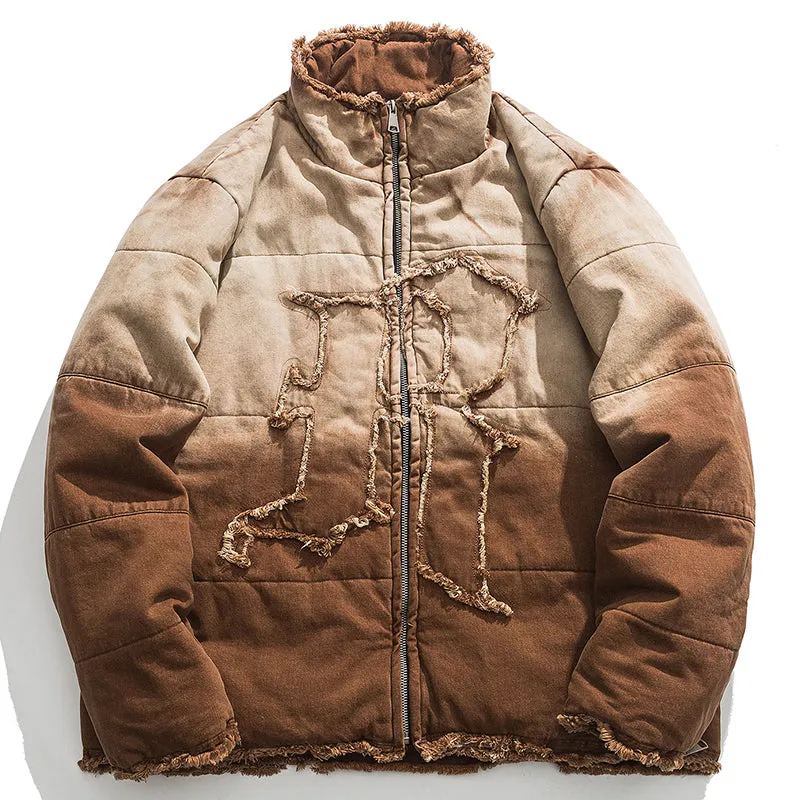 PopFlying Gradient Winter Coat Distressed R