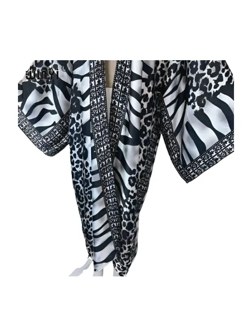 Pre Order:  Cozy Silk Zebra Print Maxi Cardigan - WINI