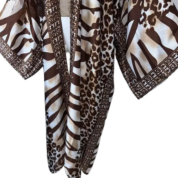 Pre Order:  Cozy Silk Zebra Print Maxi Cardigan - WINI