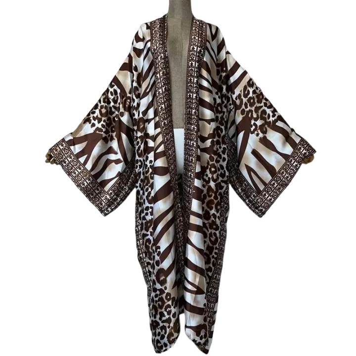 Pre Order:  Cozy Silk Zebra Print Maxi Cardigan - WINI