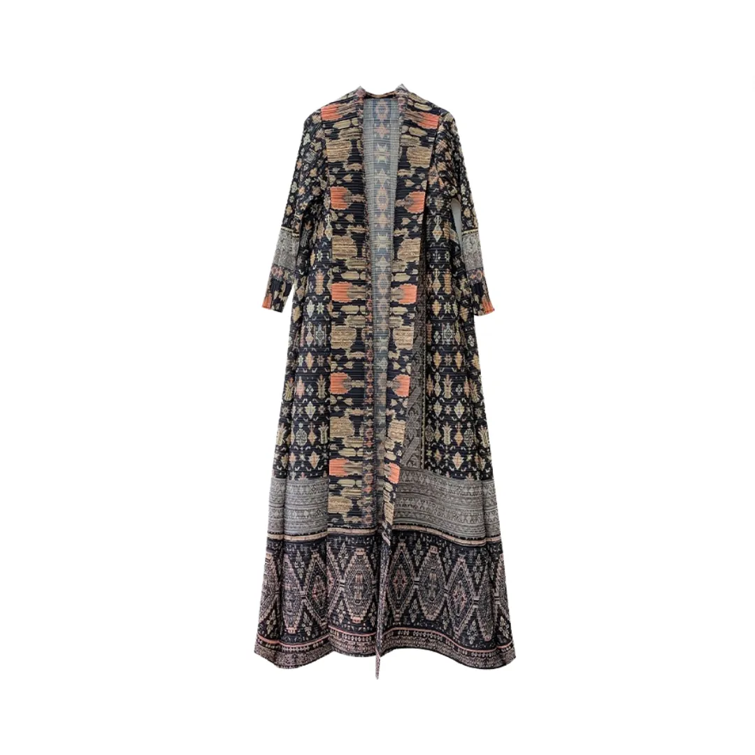 Pre Order: Printed Pleated Robe Coat