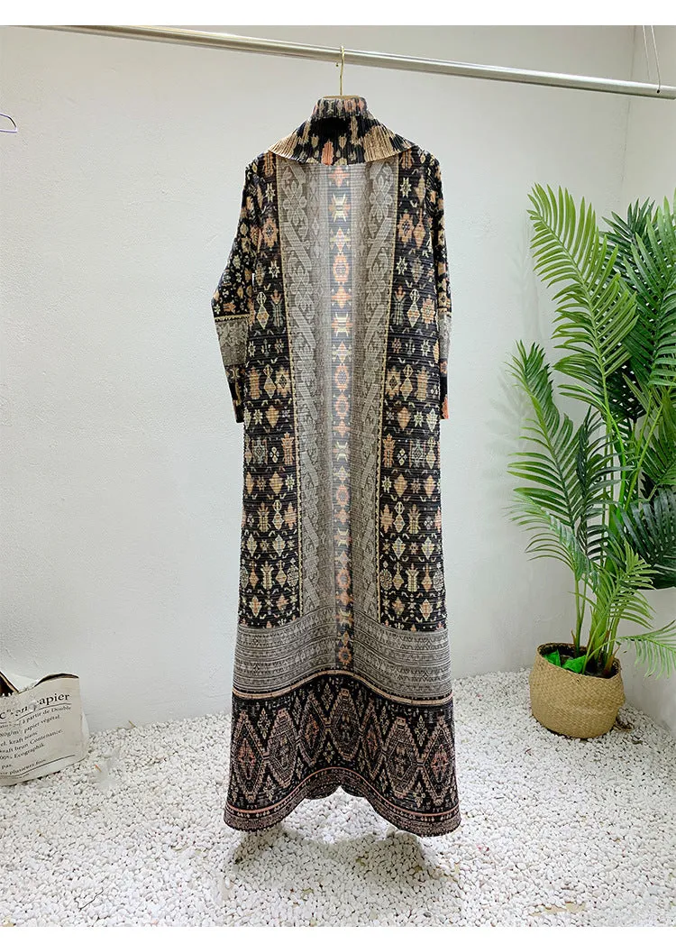 Pre Order: Printed Pleated Robe Coat