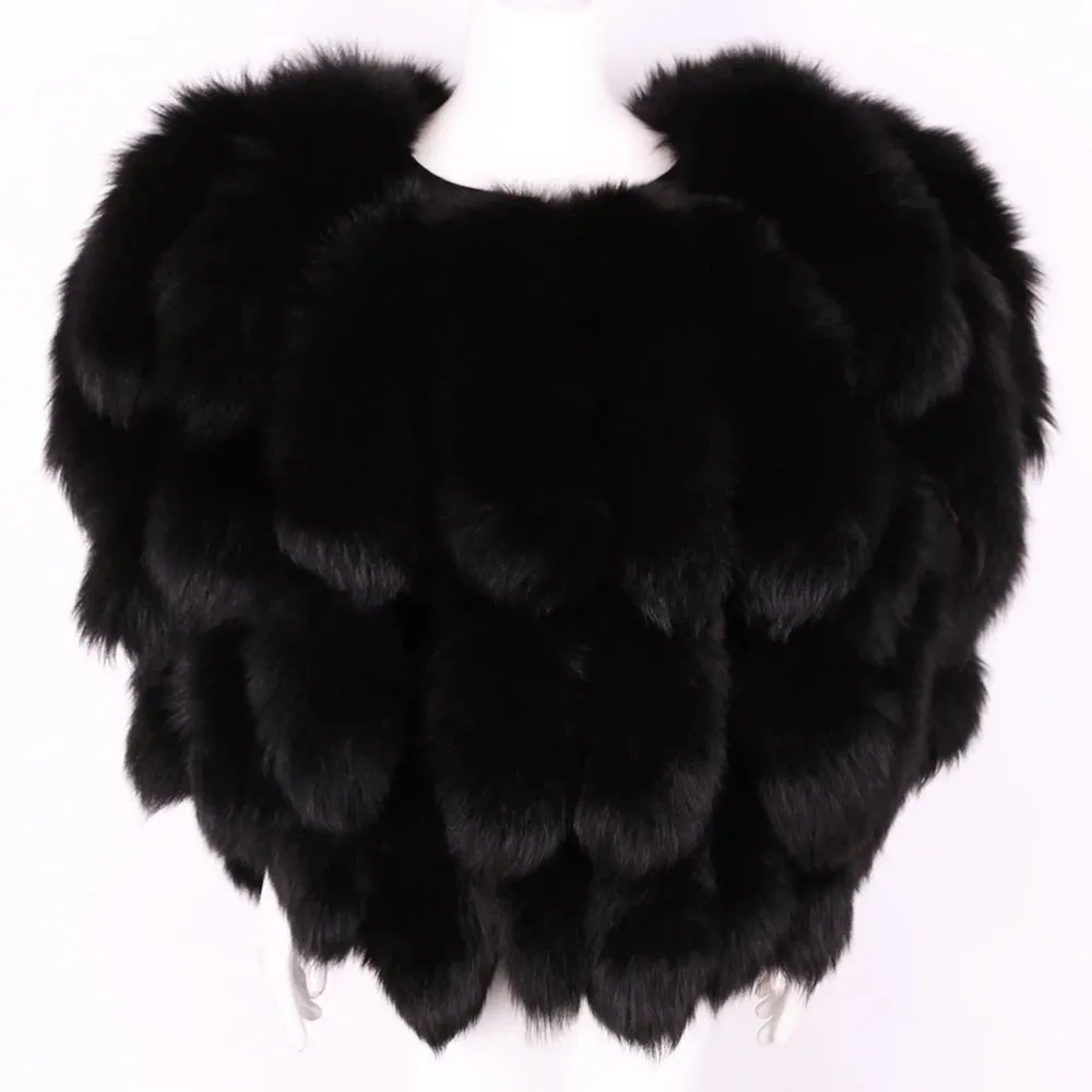 Premium Women's Real Fox Fur Shoulder Shawl