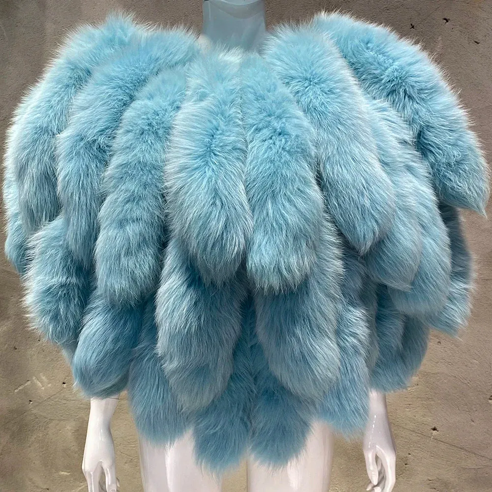 Premium Women's Real Fox Fur Shoulder Shawl