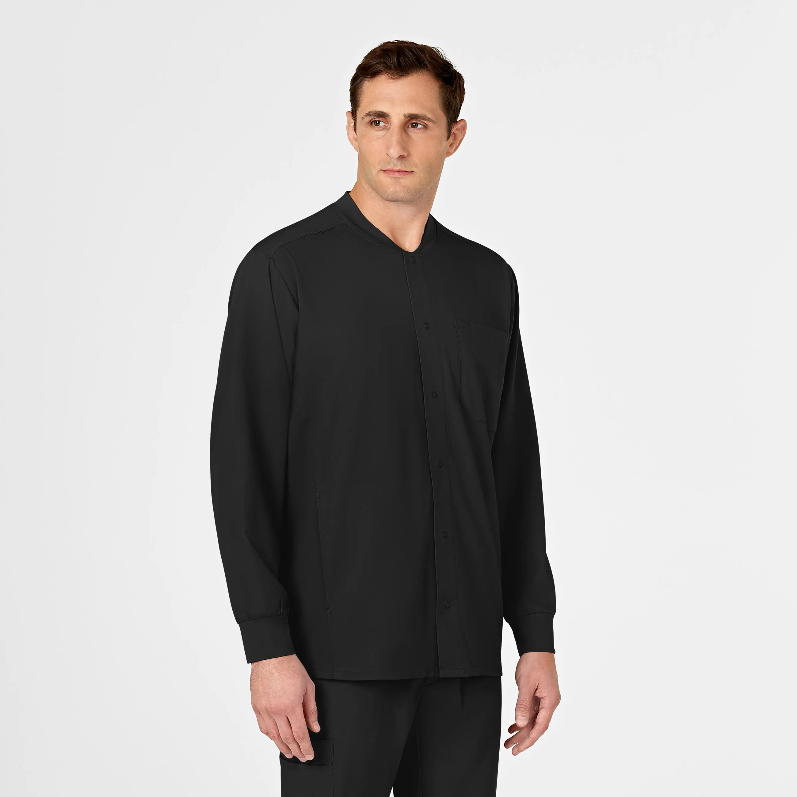 PRO Men's Snap Front Scrub Jacket - Black