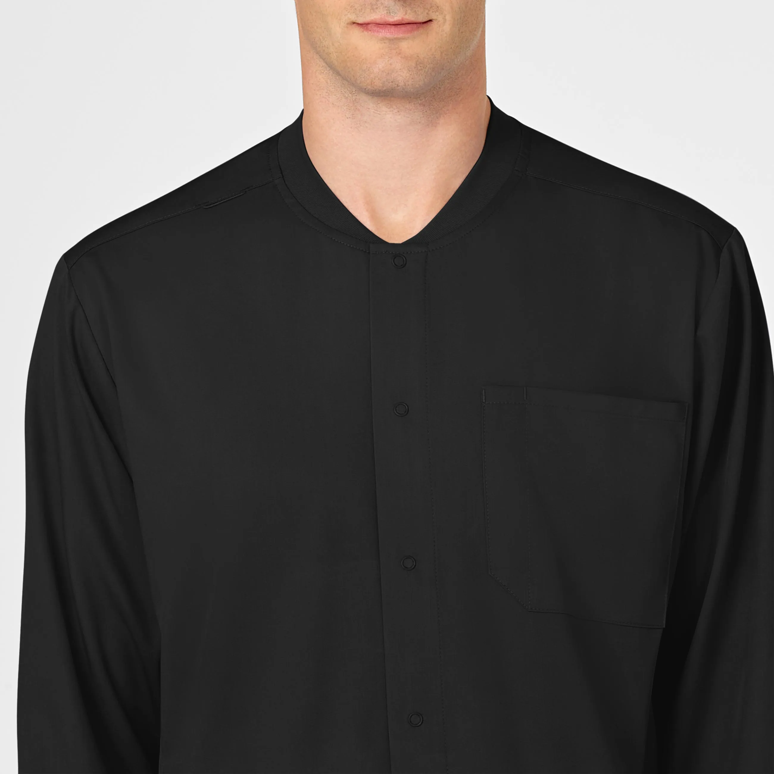 PRO Men's Snap Front Scrub Jacket - Black