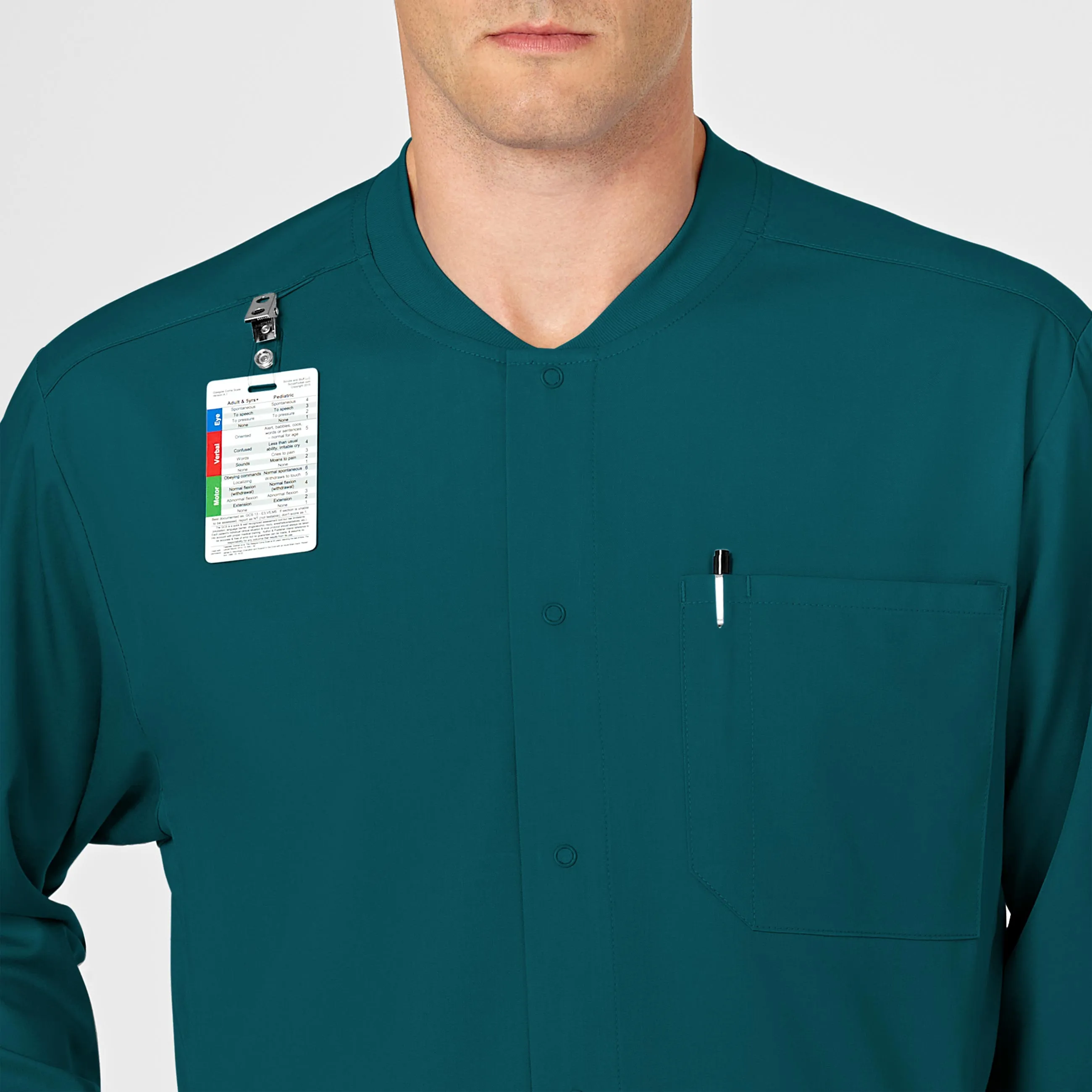 PRO Men's Snap Front Scrub Jacket - Caribbean