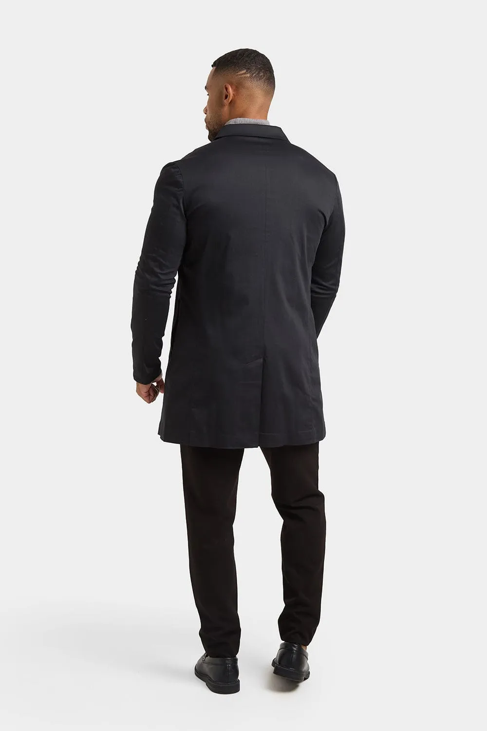 Shower Resistant Collared Coat in Black