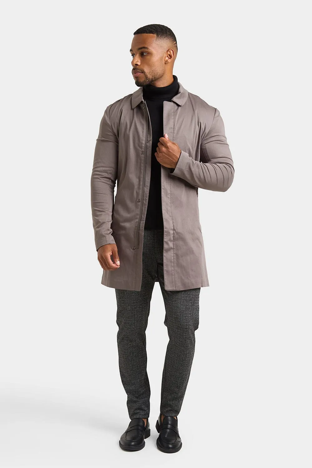 Shower Resistant Collared Coat in Mole