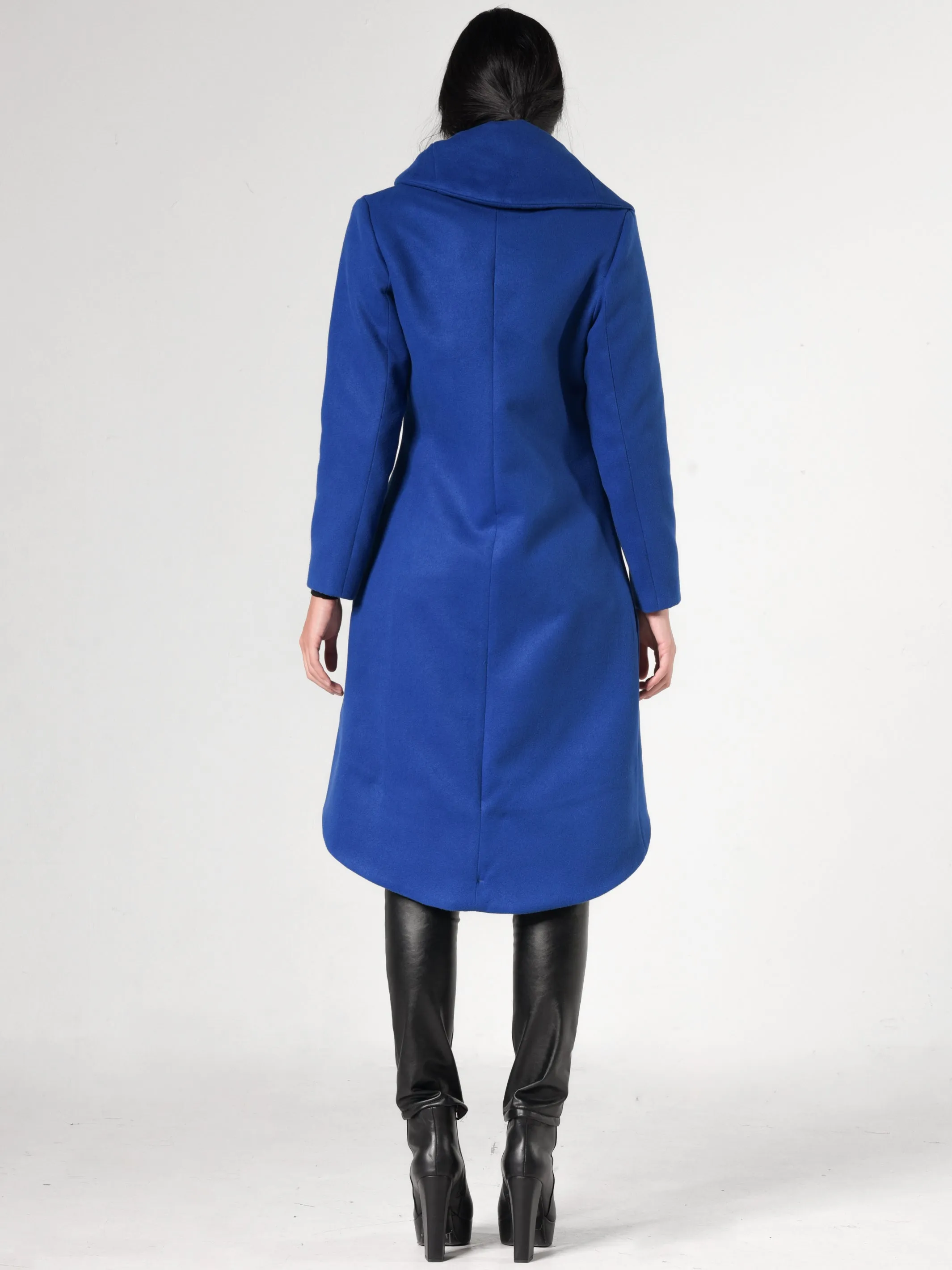 Side Zipper Winter Coat In Royal Blue