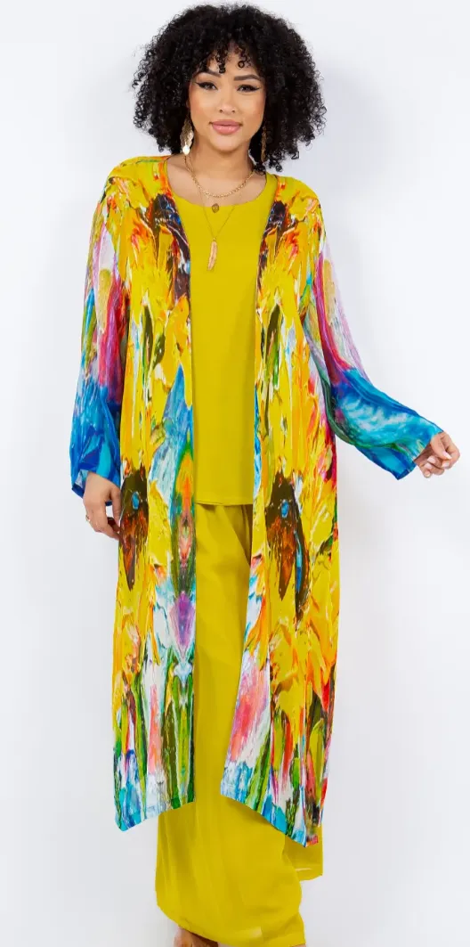 Sun Woman Sunflowers Boho Long Jacket Hippie Chic Resort Wear Sml-2X