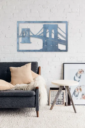 The Brooklyn Bridge Metal Sign - Minimalist - Manhattan Metal Wall Art - NYC Wall Art - Brooklyn, NY - Unique - Wall Art - Brooklyn Decor