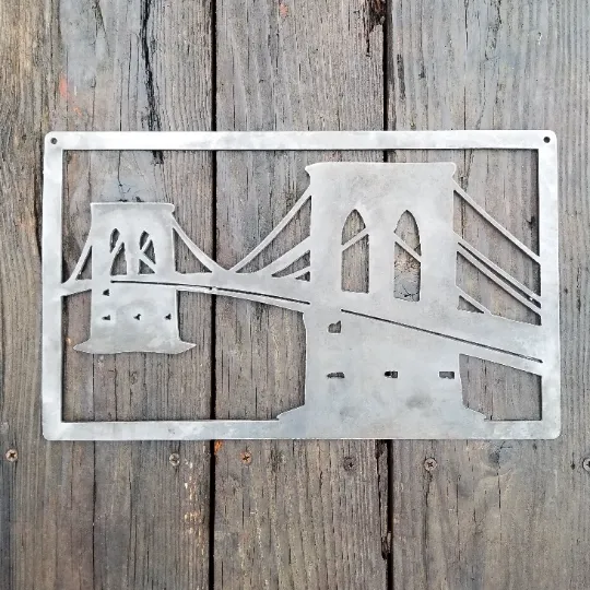 The Brooklyn Bridge Metal Sign - Minimalist - Manhattan Metal Wall Art - NYC Wall Art - Brooklyn, NY - Unique - Wall Art - Brooklyn Decor