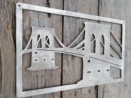 The Brooklyn Bridge Metal Sign - Minimalist - Manhattan Metal Wall Art - NYC Wall Art - Brooklyn, NY - Unique - Wall Art - Brooklyn Decor