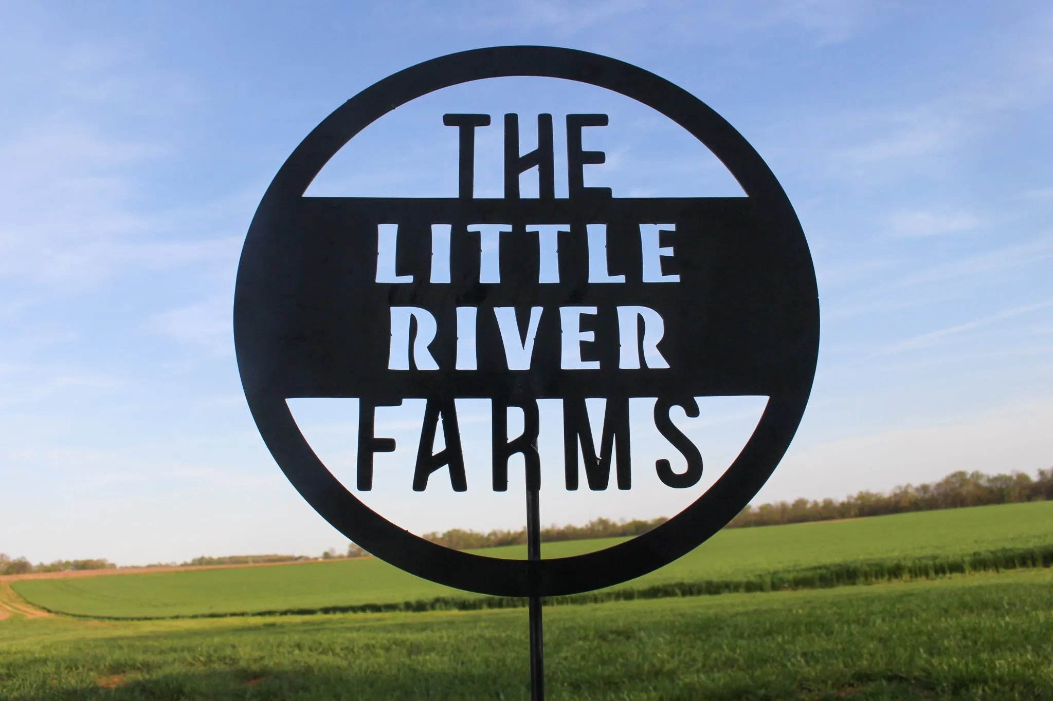 The Little River Farms Garden Stake -  Custom Metal Farm Name Garden Art, Personalized Homestead Sign, Modern Yard Decor