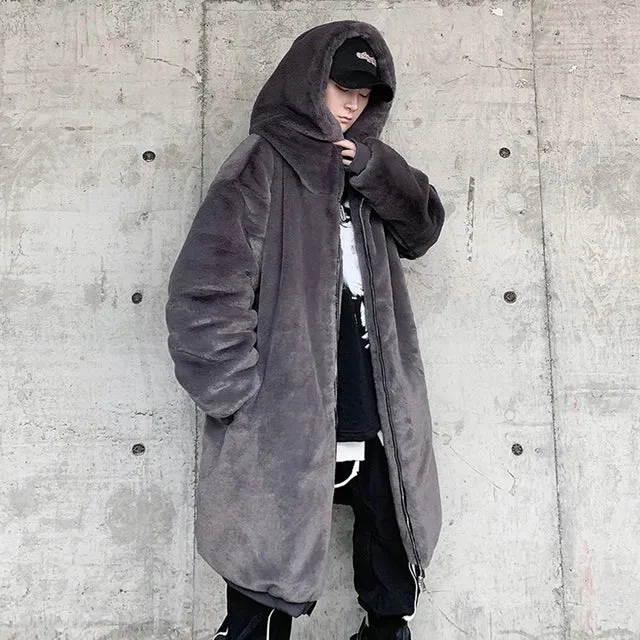 Warm Hooded Faux Fur Coat