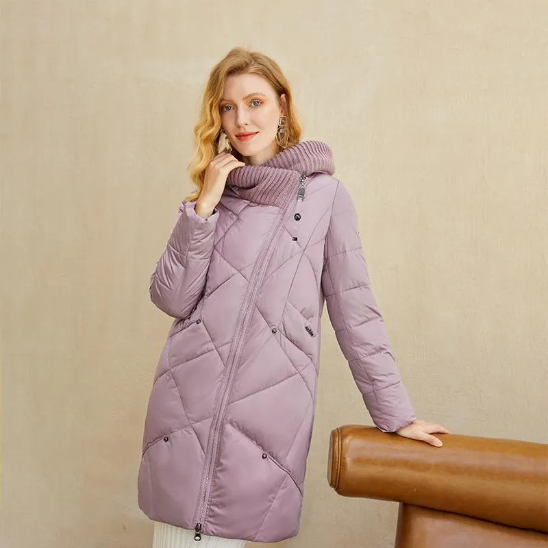 Warm windproof knitted collar parka long coat