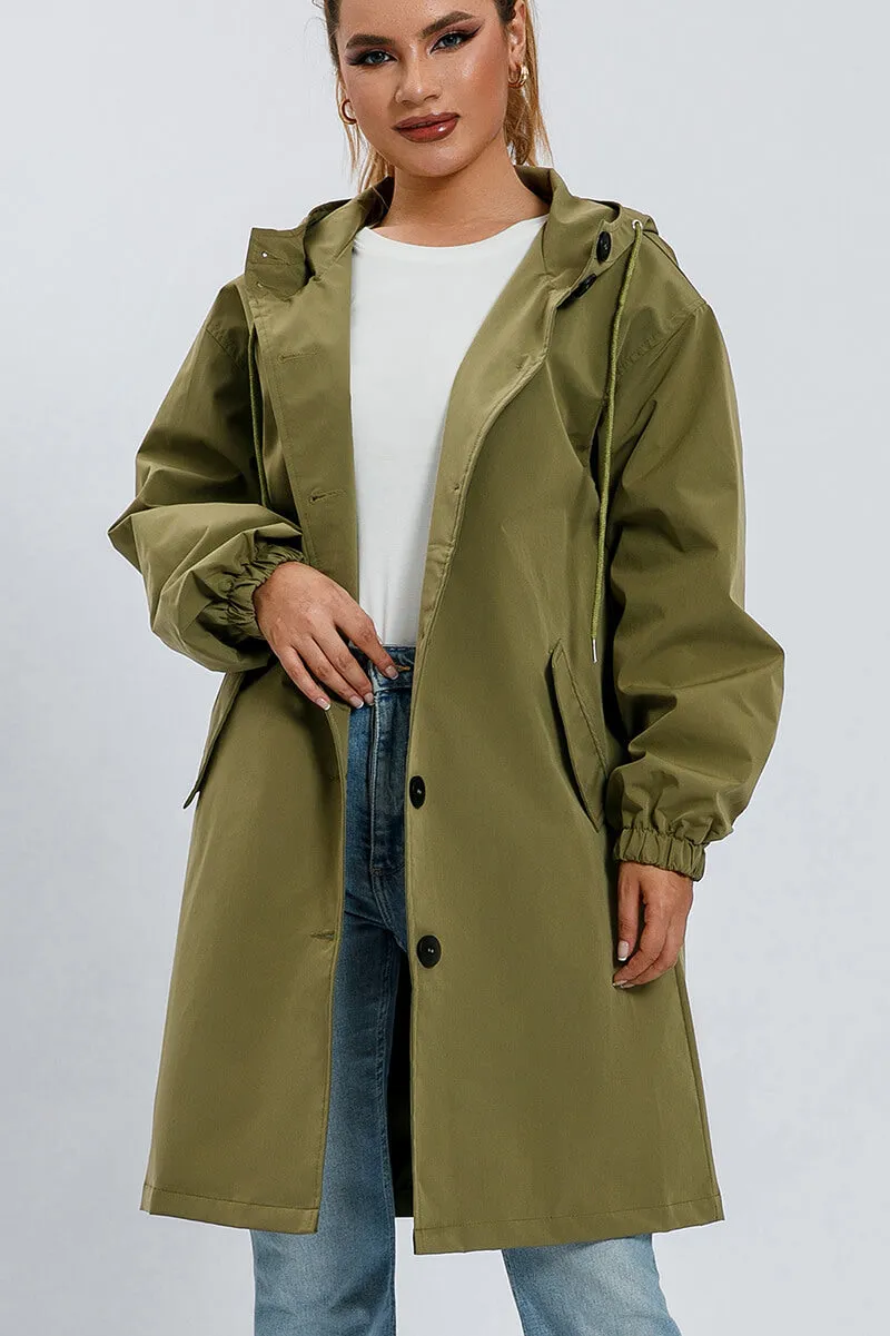 Water Resistant Windbreaker Hooded Coat