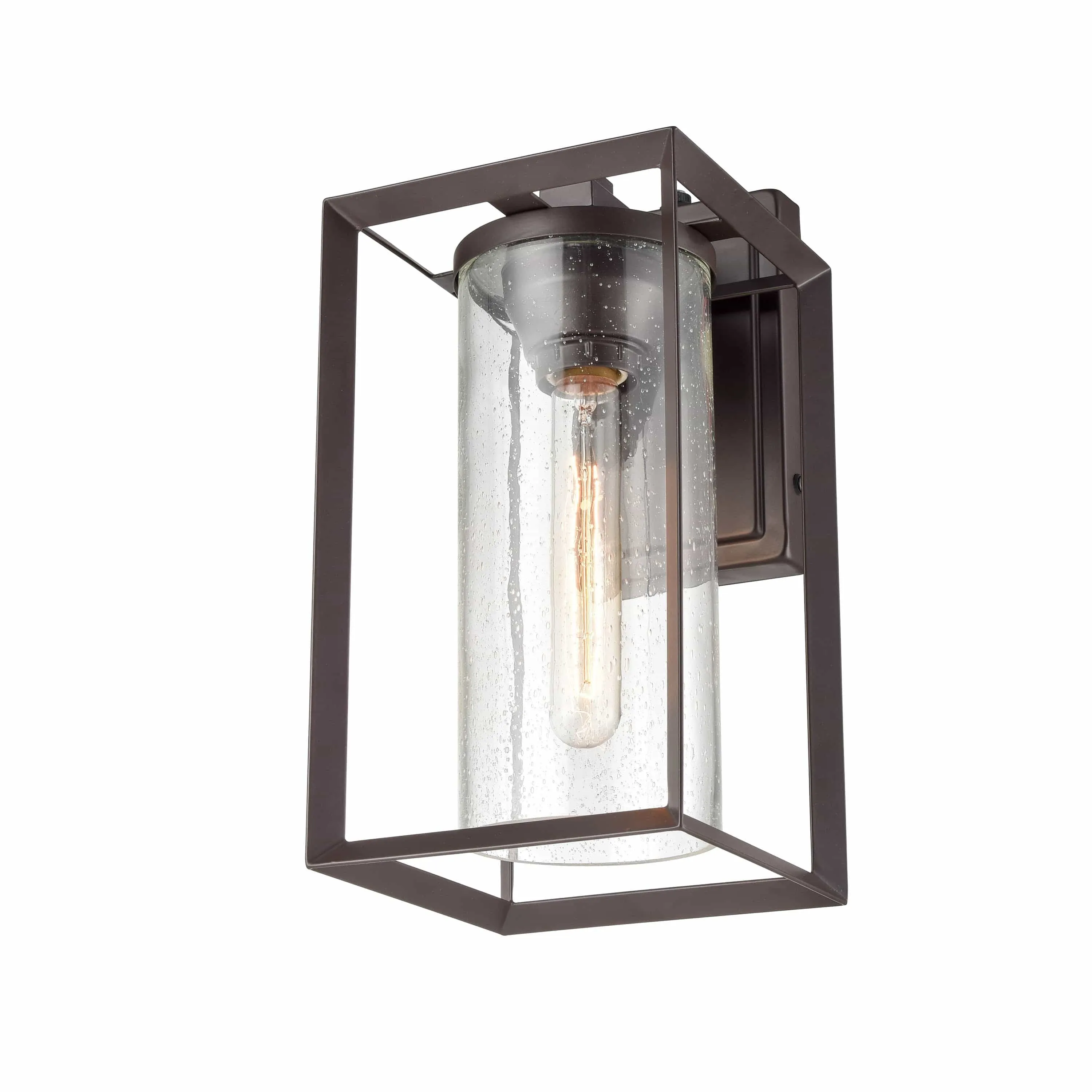 Wheatland Outdoor Wall Sconce - Powder Coat Bronze - Clear Seeded Glass - 7.875in. Extension - E26 Medium Base