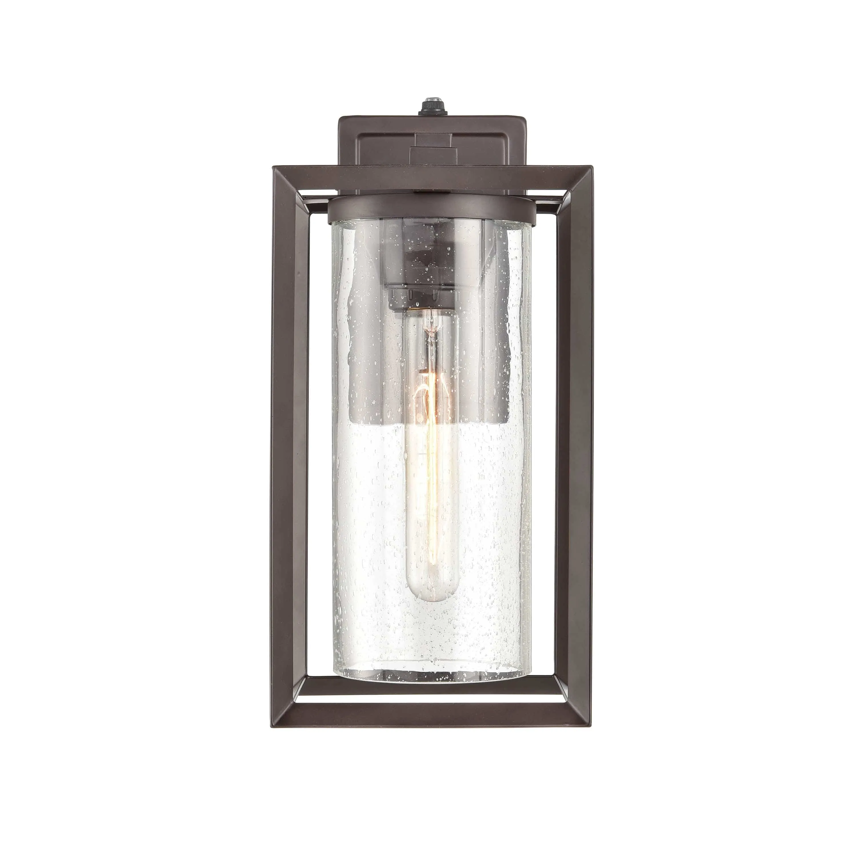 Wheatland Outdoor Wall Sconce - Powder Coat Bronze - Clear Seeded Glass - 7.875in. Extension - E26 Medium Base