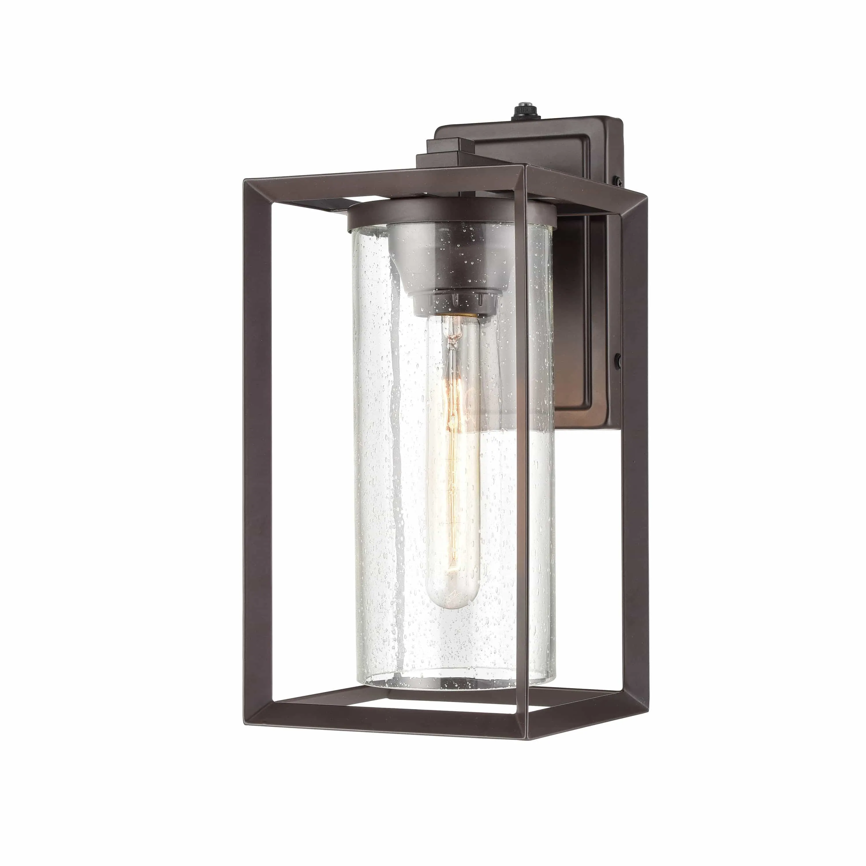 Wheatland Outdoor Wall Sconce - Powder Coat Bronze - Clear Seeded Glass - 7.875in. Extension - E26 Medium Base