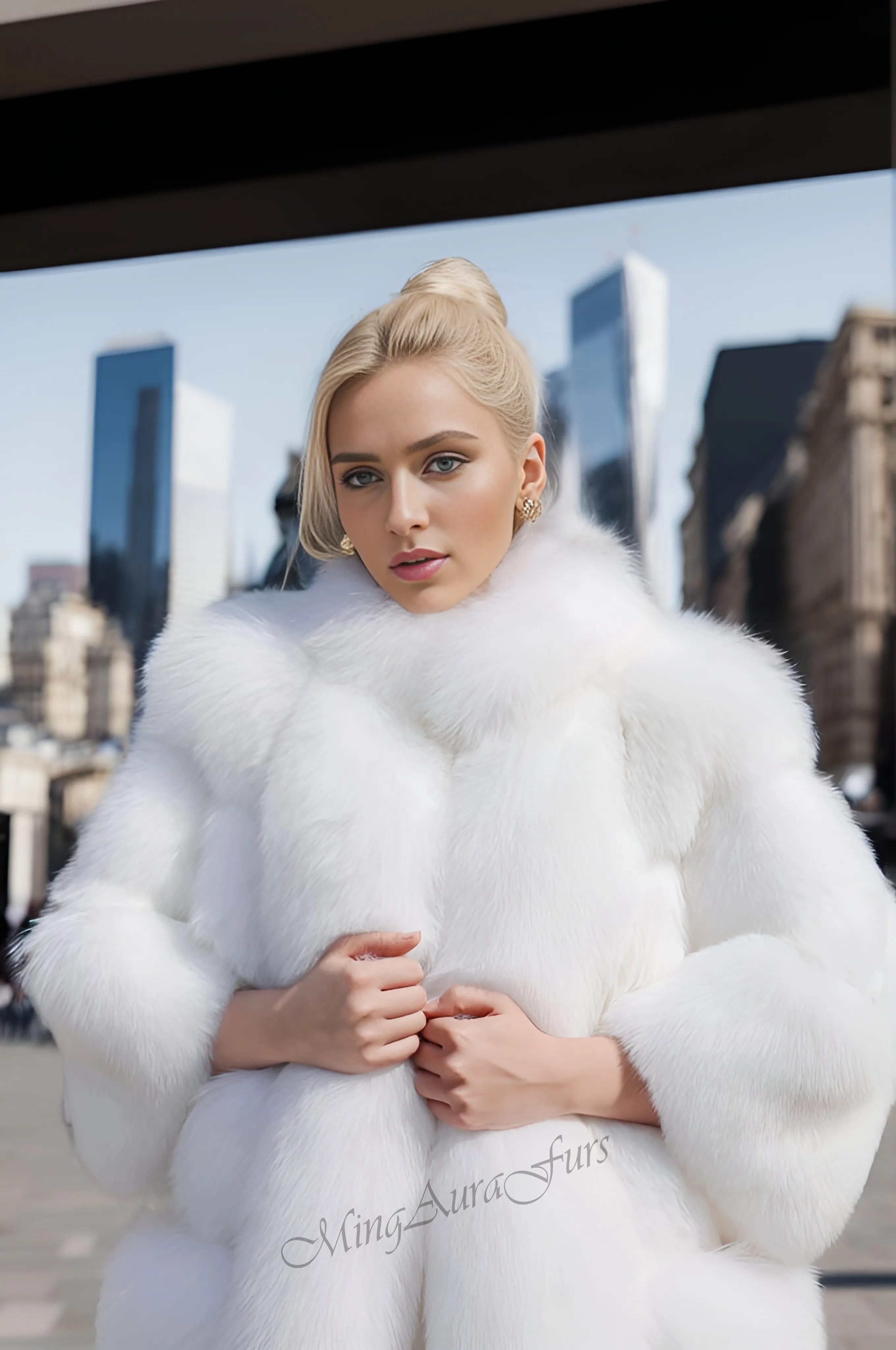 White Fox Fur Coat For Women G009Women‘s Long White Fox Fur Coat for Women - G009