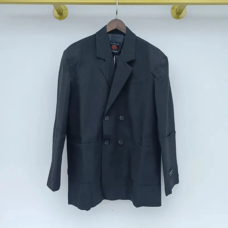 Wiaofellas  -  Clothing /men's Autumn Casual Suit Jacket Male's Loose Korean Trendy Handsome Big Pockets Black Blazers Handsome 2Y3202