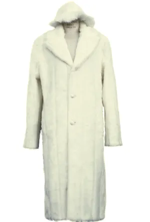 WINTER SPECIAL: FREE FUR HAT   Faux Arctic Fur Coat Buttoned 1pc Long Zoot Suit - Off White