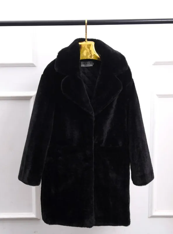 Women Fur Coat Imitation Lambs Wool Winter Coat