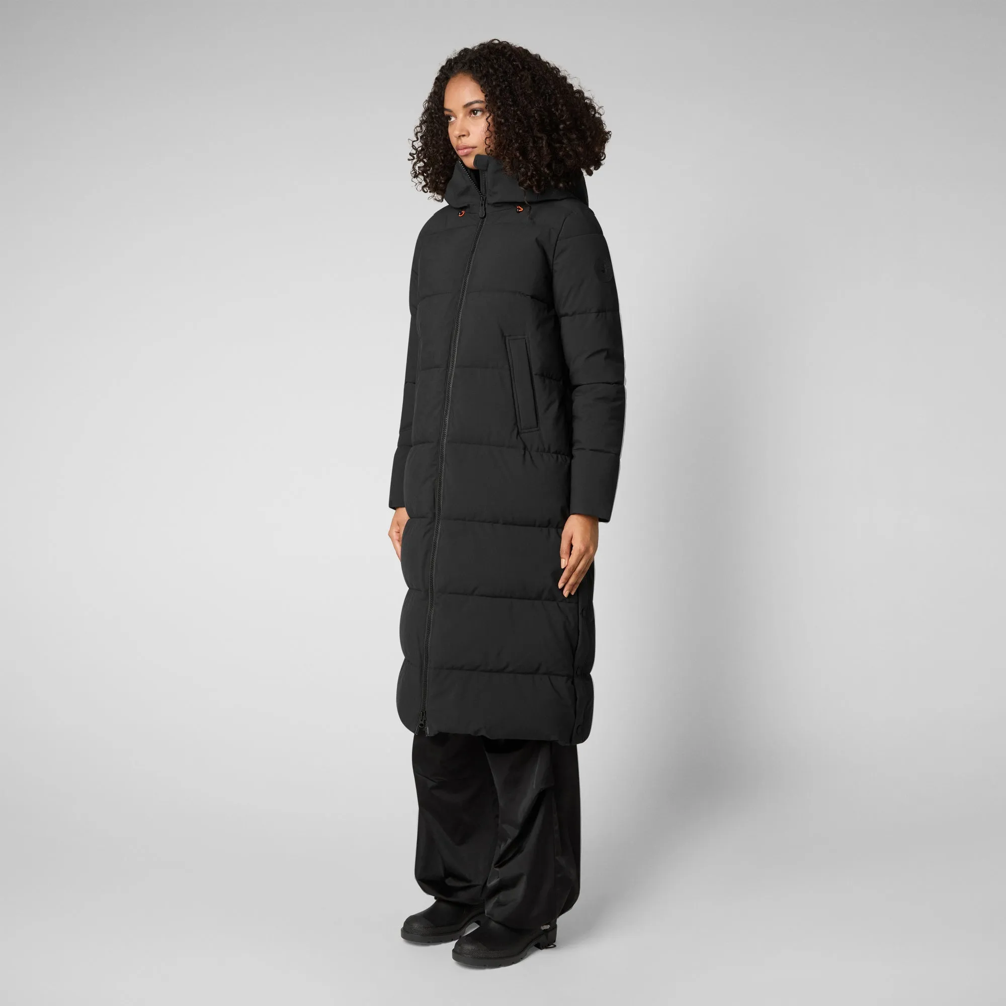 Women's Missy Long Hooded Puffer Coat in Black