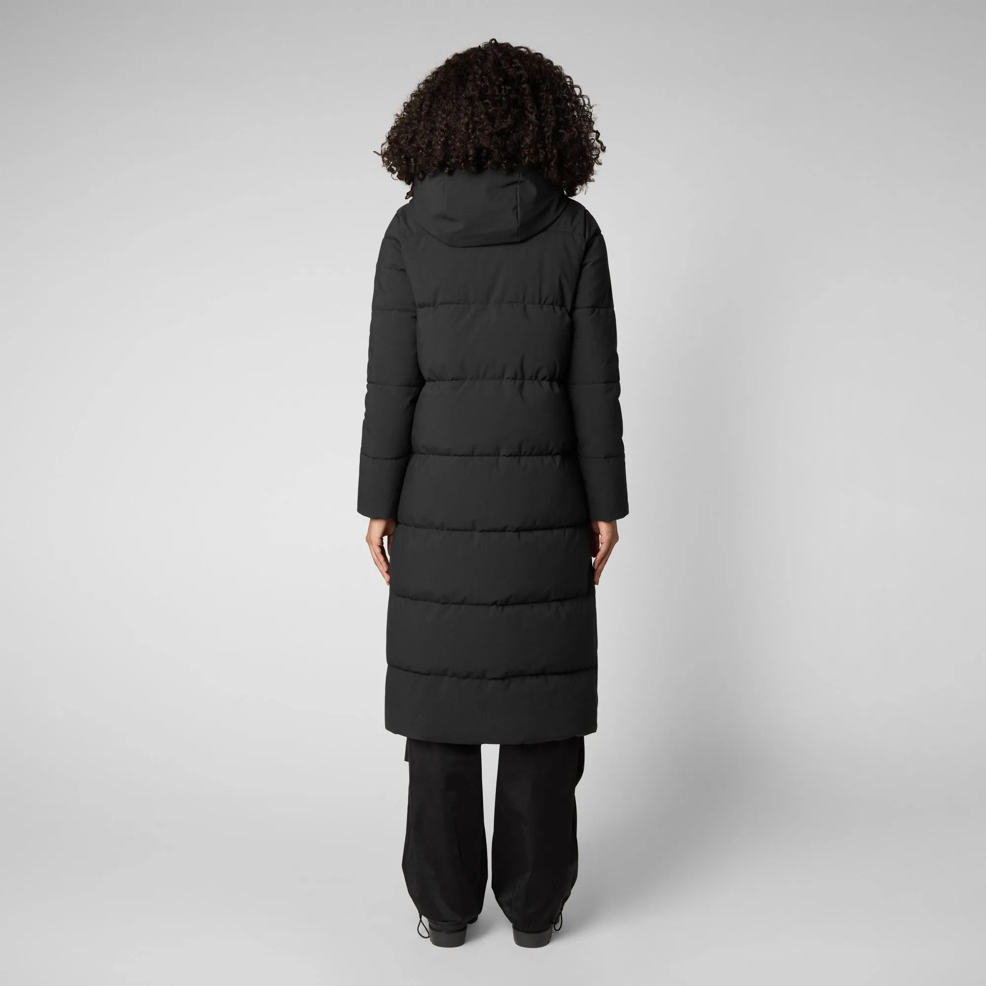 Women's Missy Long Hooded Puffer Coat in Black