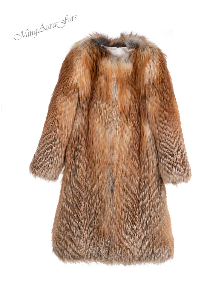 Women's Real Fox Fur Jacket - Fire Gold Fox - G0029