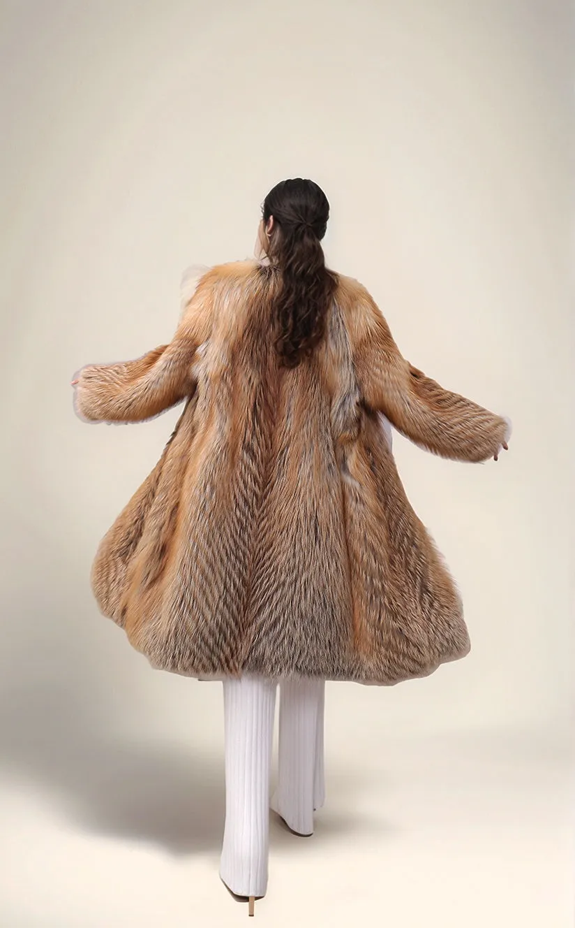 Women's Real Fox Fur Jacket - Fire Gold Fox - G0029