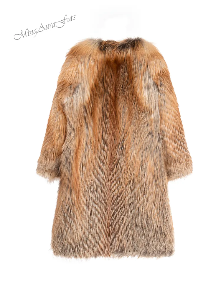 Women's Real Fox Fur Jacket - Fire Gold Fox - G0029