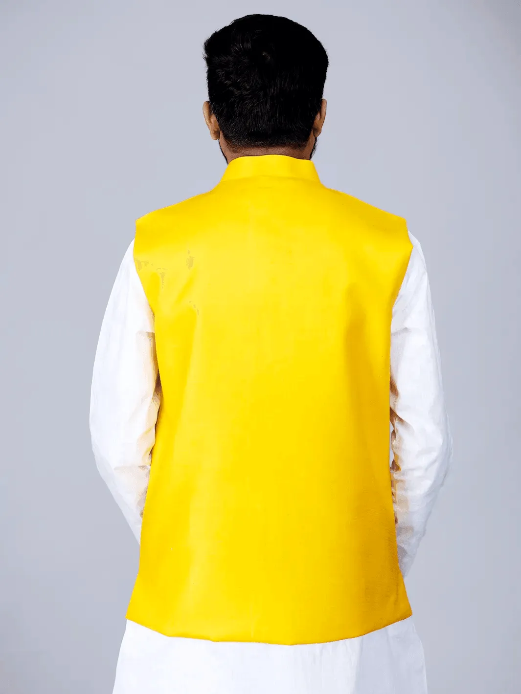 Yellow Handwoven Cotton Modi Jacket